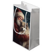 Finnisches Lapphund Weihnachtsfest Weihnachten Kleine Geschenktüte (Rückseite Schrägansicht)