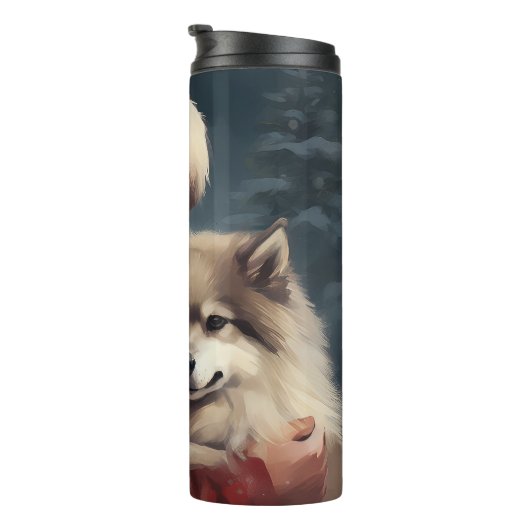 Finnisches Lapphund Weihnachtsfest Weihnachten Thermosbecher (Nach rechts gedreht)