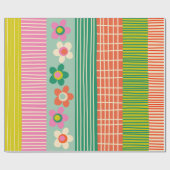 Finnisches Patchwork Fröhliche Blume Streifenmuste Geschenkpapier (Flach)