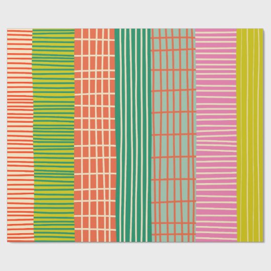 Finnisches Patchwork Streifen farbiges Muster Geschenkpapier (Flach)