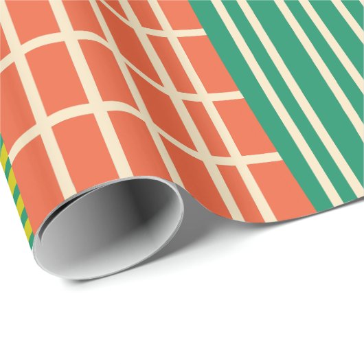 Finnisches Patchwork Streifen farbiges Muster Geschenkpapier (Rolleneckpunkt)