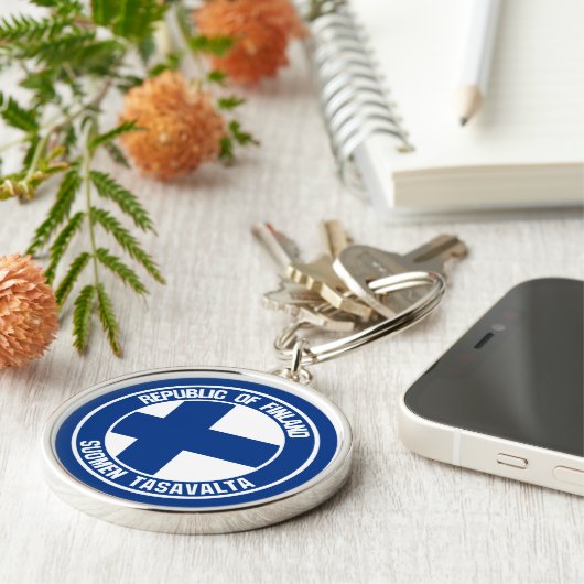 Finnisches RundEmblem Schlüsselanhänger (Seite)