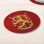 Finnisches Wappen Runder Pappuntersetzer (Angewinkelt)