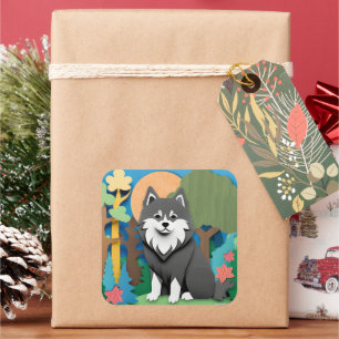 FINNISH-ed Lapphund Quadratischer Aufkleber