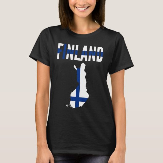 Finnish   Finland Country Map Flag T-Shirt (Vorderseite)