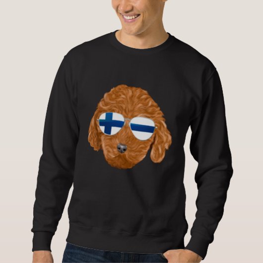 Finnish Flag Brown Poodle Dog Finland Pocket Sweatshirt (Vorderseite)