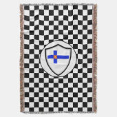 Finnish flag-coat arms throw blanket decke (Vorderseite Vertikal)