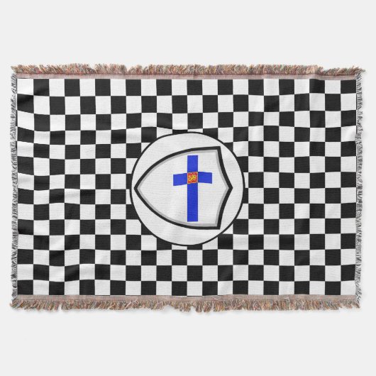 Finnish flag-coat arms throw blanket decke (Vorderseite)