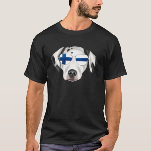 Finnish Flag Dalmatian Dog Finland Pocket T-Shirt (Vorderseite)