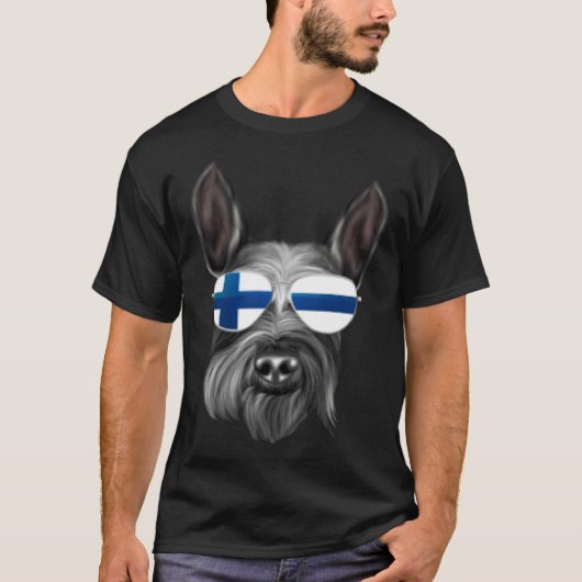 Finnish Flag Giant Schnauzer Dog Finland Pocket T-Shirt (Vorderseite)