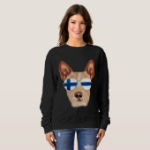 Finnish Flag Portuguese Podengo Pequeno Dog Finlan Sweatshirt (Vorne ganz)