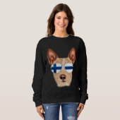 Finnish Flag Portuguese Podengo Pequeno Dog Finlan Sweatshirt (Vorne ganz)