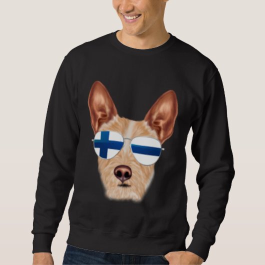 Finnish Flag Portuguese Podengo Pequeno Dog Finlan Sweatshirt (Vorderseite)