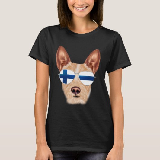 Finnish Flag Portuguese Podengo Pequeno Dog Finlan T-Shirt (Vorderseite)