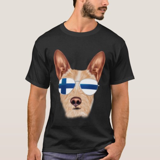 Finnish Flag Portuguese Podengo Pequeno Dog Finlan T-Shirt (Vorderseite)