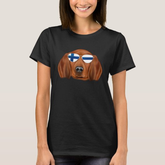 Finnish Flag Redbone Coonhound Dog Finland Pocket T-Shirt (Vorderseite)