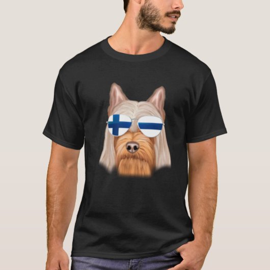 Finnish Flag Silky Terrier Dog Finland Pocket T-Shirt (Vorderseite)