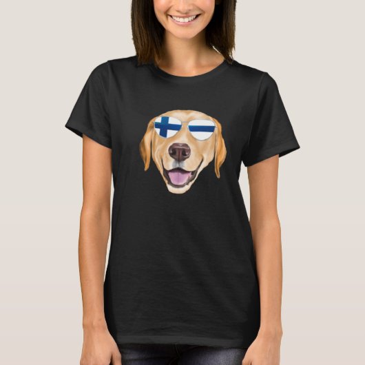 Finnish Flag Yellow Labrador Retriever Dog Finland T-Shirt (Vorderseite)