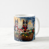 Finnish Lapphund Christmas Boat Holiday Kaffeetasse (VorderseiteRechts)
