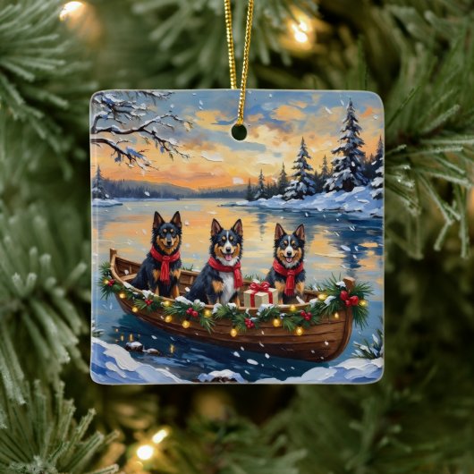 Finnish Lapphund Christmas Boat Holiday Keramikornament (Baum)