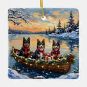 Finnish Lapphund Christmas Boat Holiday Keramikornament (Vorderseite)