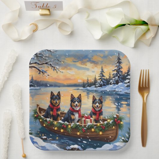 Finnish Lapphund Christmas Boat Holiday Pappteller (Hochzeit)