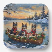 Finnish Lapphund Christmas Boat Holiday Pappteller (Vorderseite)
