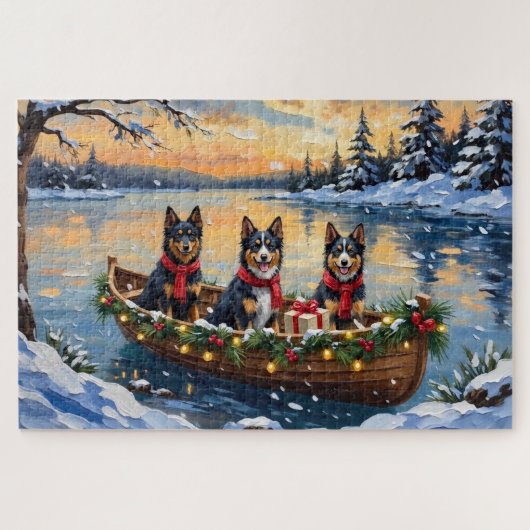 Finnish Lapphund Christmas Boat Holiday Puzzle (Horizontal)