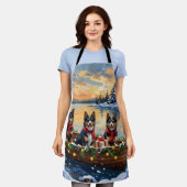 Finnish Lapphund Christmas Boat Holiday Schürze (Getragen)