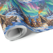 Finnish Lapphund Christmas Northern Lights Arctic  Geschenkpapier (Rolleneckpunkt)