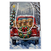 Finnish Lapphund Christmas Red Truck Holiday Mittlere Geschenktüte (Vorderseite)