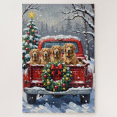 Finnish Lapphund Christmas Red Truck Holiday Puzzle (Vertikal)