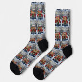 Finnish Lapphund Christmas Red Truck Holiday Socken (Linkes Detail)