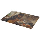 Finnish Lapphund Cooking in Kitchen Schneidebrett (Ecke)