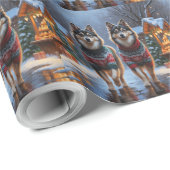 Finnish Lapphund Dogs Christmas Snow Holiday Geschenkpapier (Rolleneckpunkt)