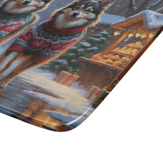 Finnish Lapphund Dogs Christmas Snow Holiday Schneidebrett (Ecke)