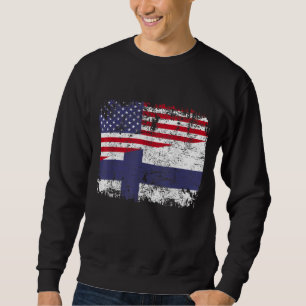 FINNISH ROOTS Halbamerikanische Flagge USA FINNLAN Sweatshirt