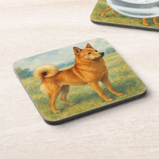 Finnish Spitz Getränkeuntersetzer (Linke Seite)