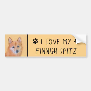 Finnish Spitz Painting - Cute Original Dog Art Autoaufkleber