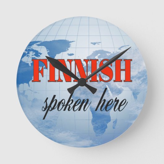 Finnish spoken here cloudy earth runde wanduhr (Vorderseite)