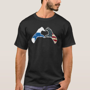 Finnland Amerikan USA-Flagge USA Finnisches Herz T-Shirt