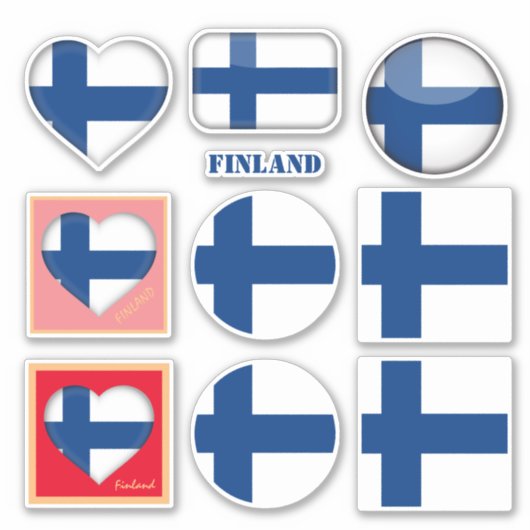 Finnland Aufkleber und finnische Flagge, Herz/Spor (Vorderseite)