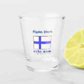 Finnland - Blaue Flagge Personalisiert Schnapsglas (Vorderseite)