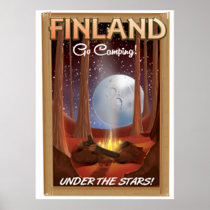 Finnland Camping unter dem Sternenplakat Poster