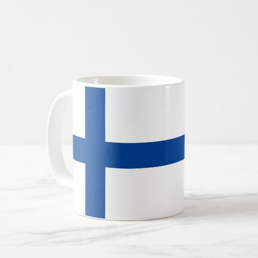 Finnland - Fahne und Spaß Kaffeetasse (Vorderseite Links)