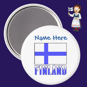 Finnland Finnische Flagge Blau Personalisierung  Magnet