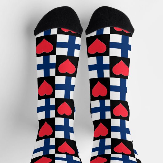 Finnland Flag Herzmuster Spaß finnischer Stolz Socken (Oben)
