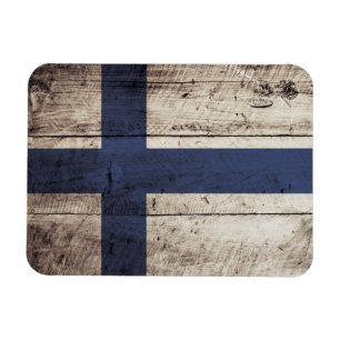 Finnland-Flagge auf altem hölzernem Korn Magnet