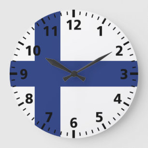Finnland-Flagge Große Wanduhr