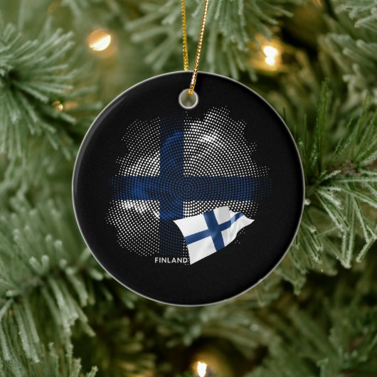 Finnland-Flagge Keramik Ornament (Baum)
